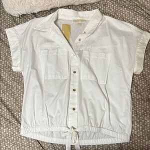 Michael Kors White Button-Up Blouse